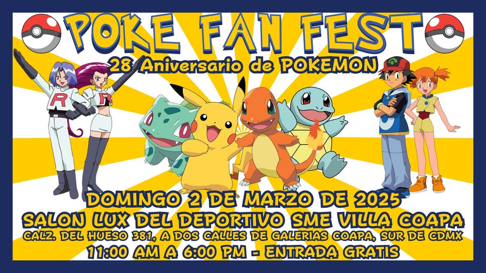 Celebra 28 años de Pokémon con un imperdible fan fest ¡GRATIS!