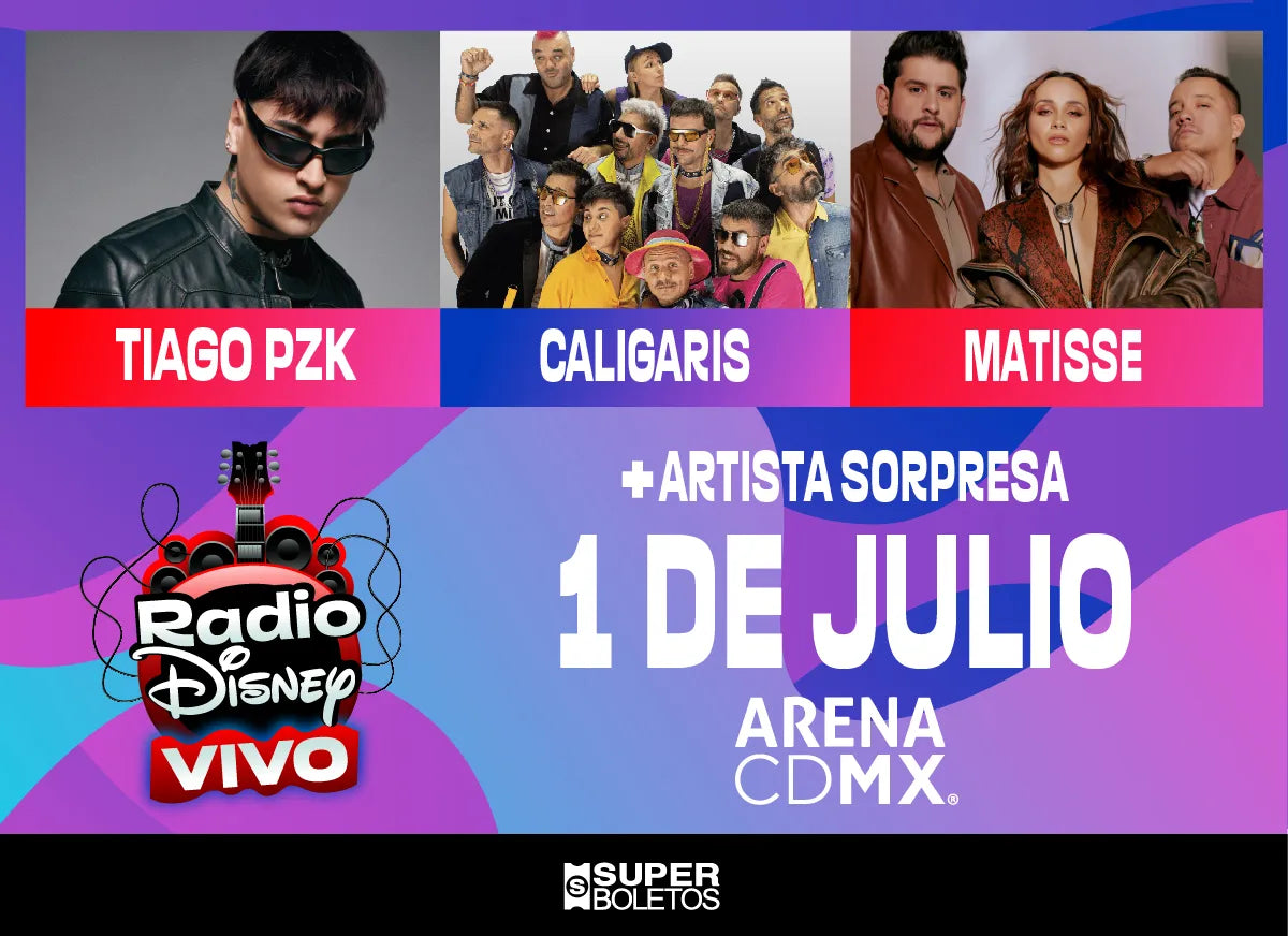 RADIO DISNEY VIVO SE PRESENTARÁ POR PRIMERA VEZ EN MÉXICO EL 1 DE JULIO, CON LOS SHOWS DE CALIGARIS, TIAGO PZK, MATISSE, HUMBE Y ARTISTAS SORPRESA