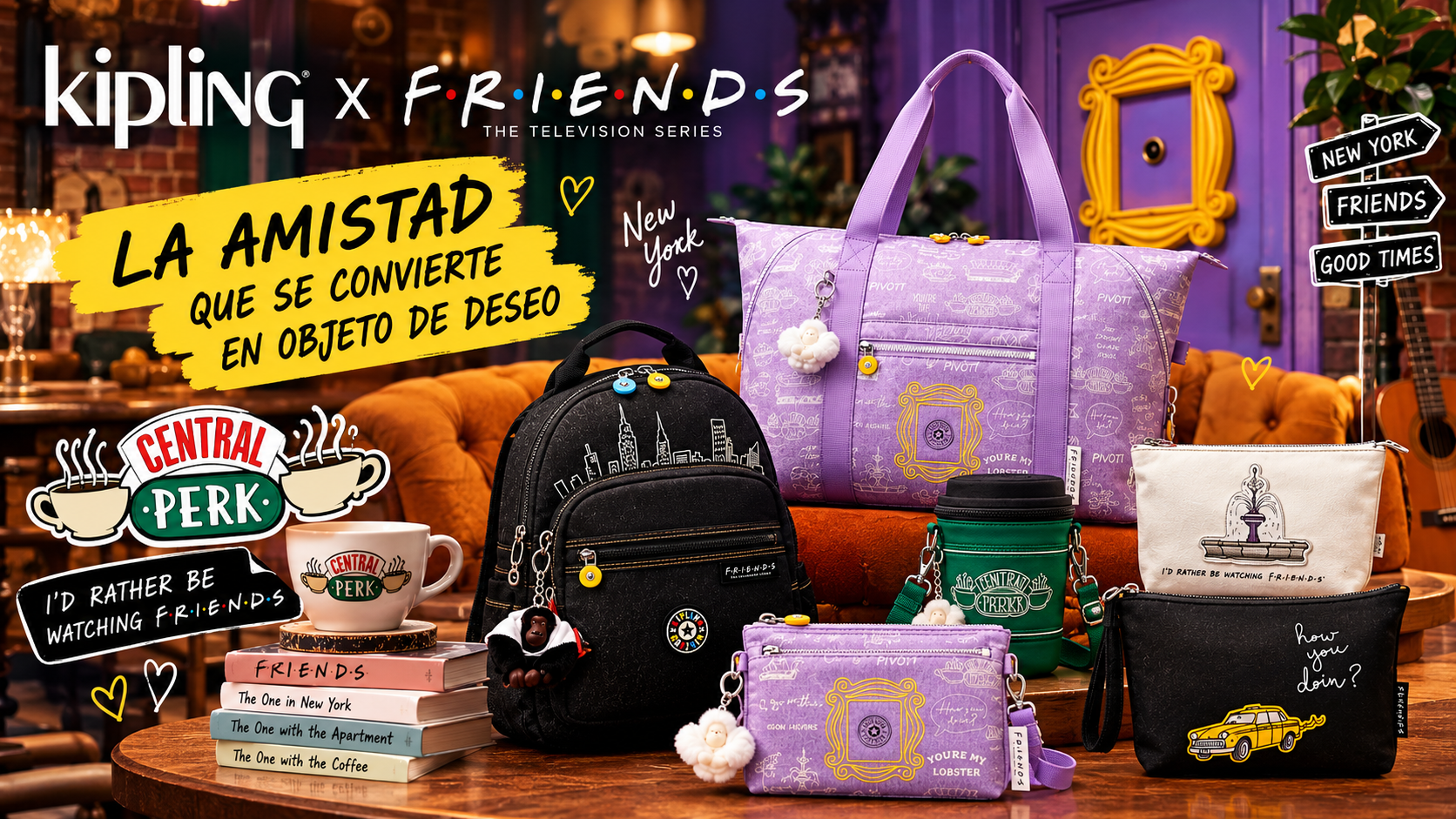 Kipling x Friends: la nostalgia por Central Perk y el departamento de Monica llega a una nueva colección