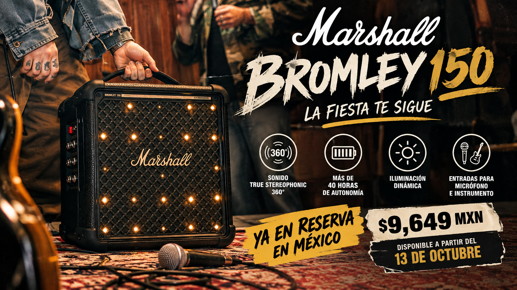 El nuevo Bromley 150 de Marshall concentra la energía de las grandes fiestas en su formato más portátil hasta la fecha