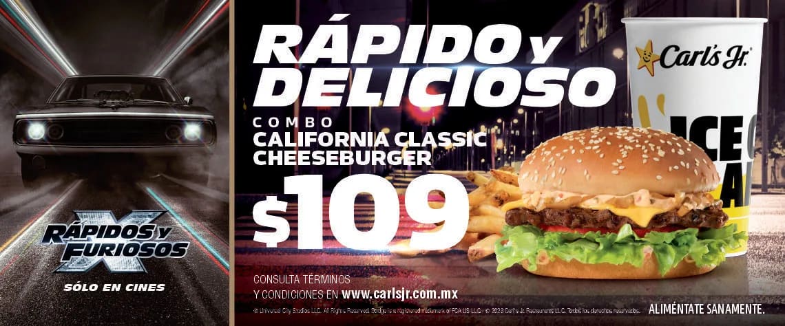 Carl’s Jr. hace alianza con el estreno de Rápidos y Furiosos X