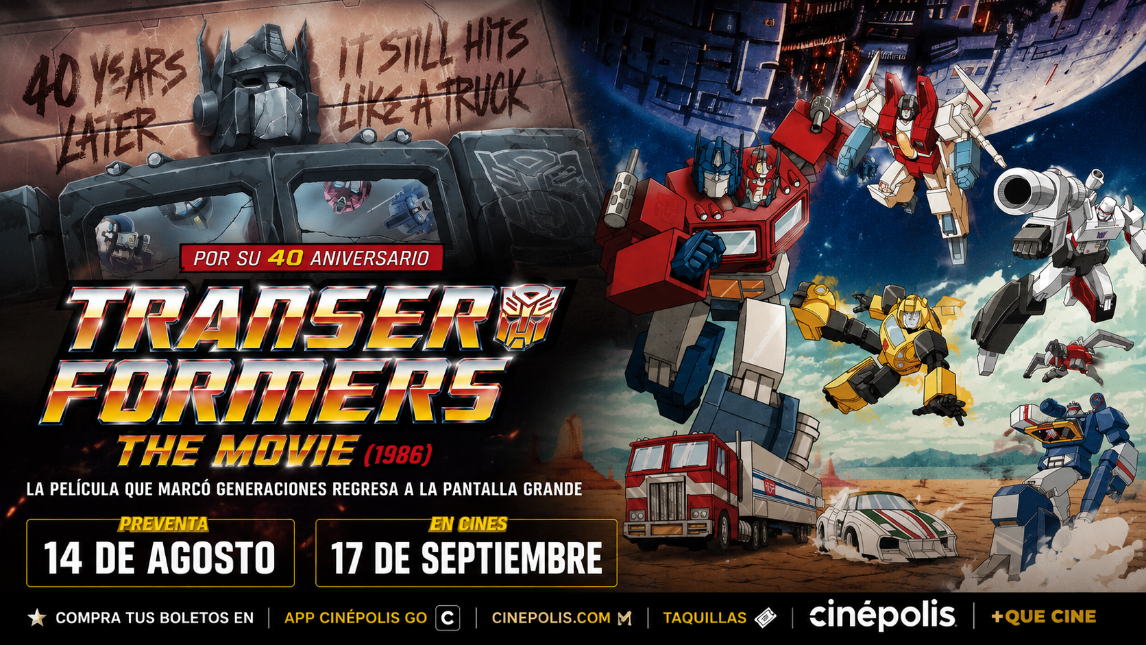 The Transformers: The Movie a 40 años de su estreno regresa con Cinépolis +QUE CINE