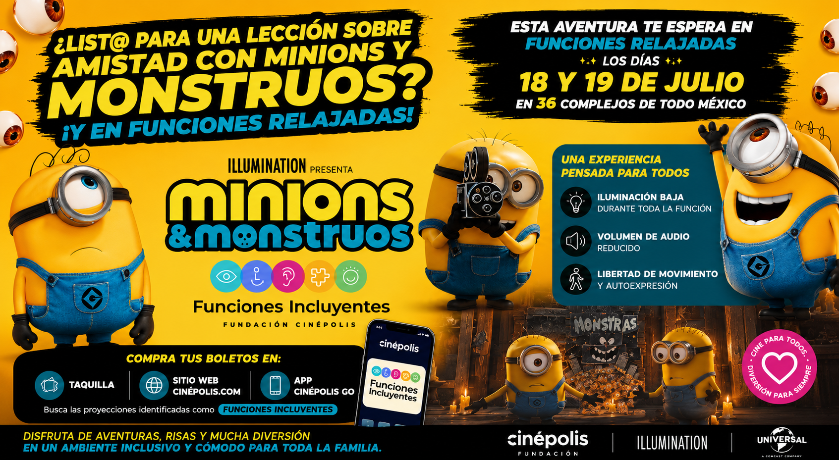 Minions & Monstruos llega a las Funciones Relajadas de Cinépolis en todo México