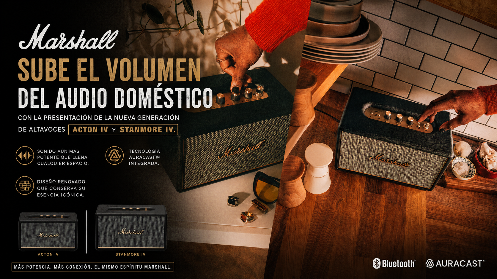 Marshall renueva sus altavoces domésticos con Acton IV y Stanmore IV