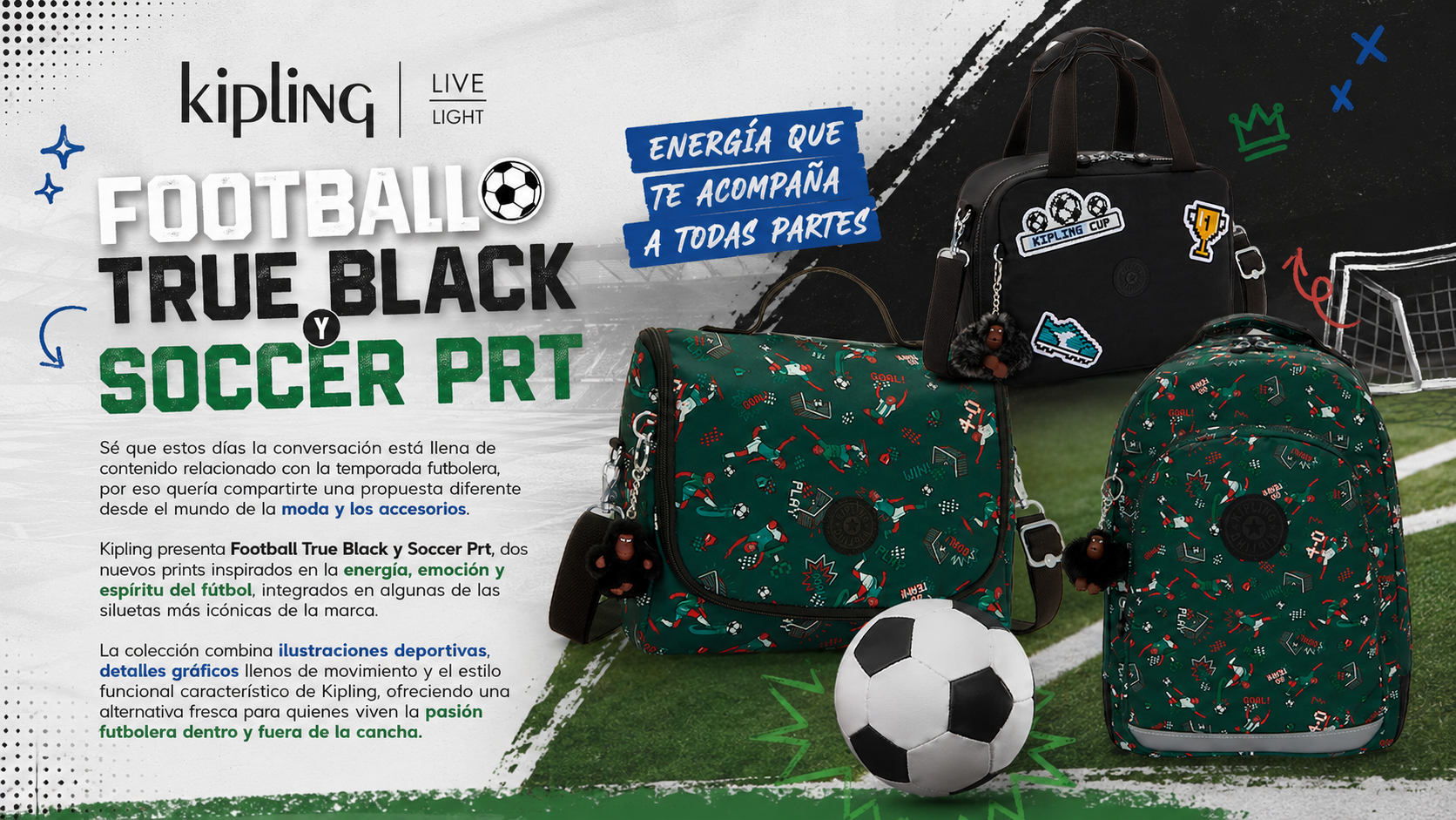 KIPLING SE UNE A LA PASIÓN FUTBOLERA CON NUEVOS PRINTS LLENOS DE ENERGÍA Y ESTILO