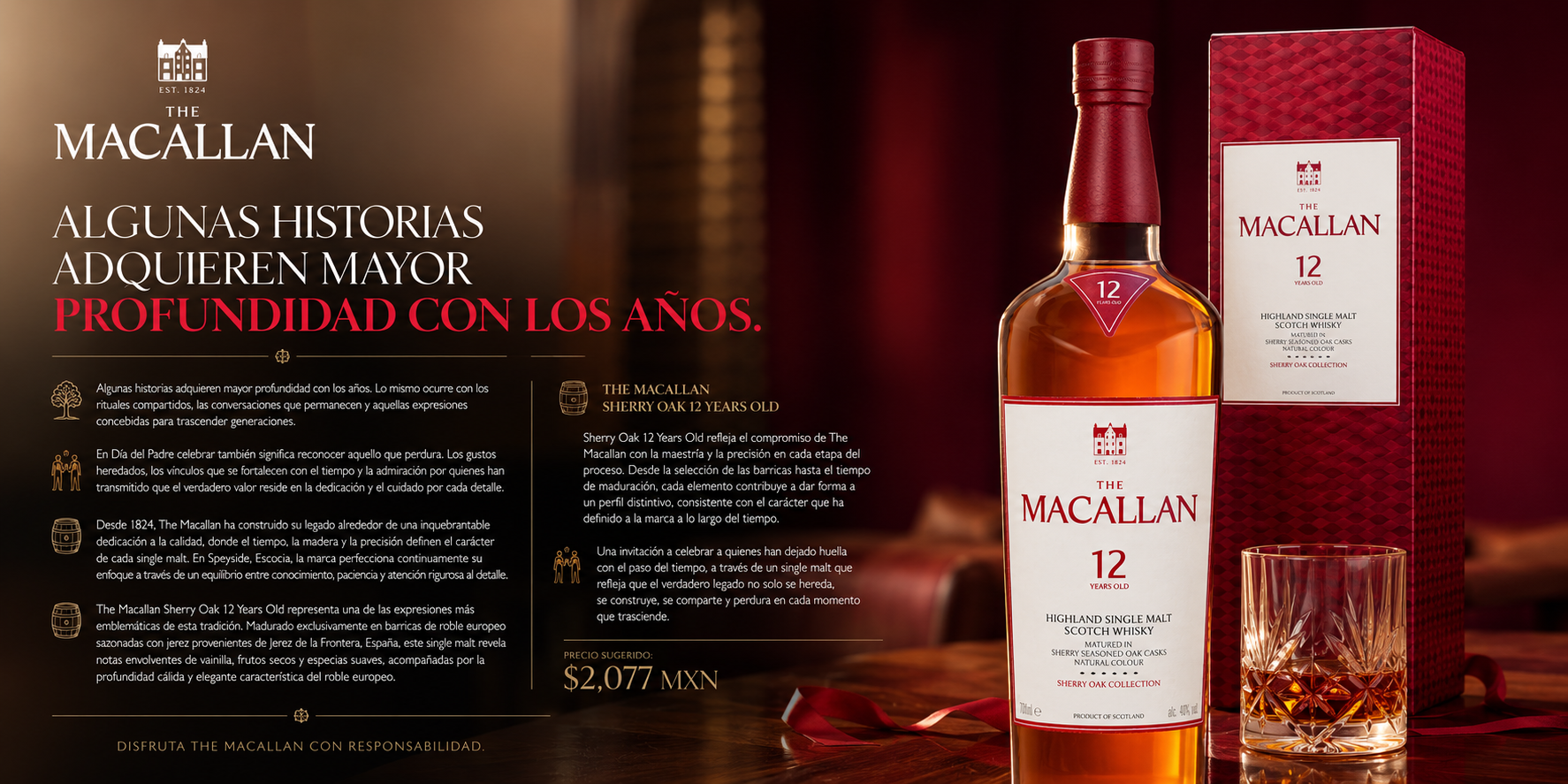 The Macallan Sherry Oak 12 Years Old: Un tributo al tiempo que trasciende generaciones