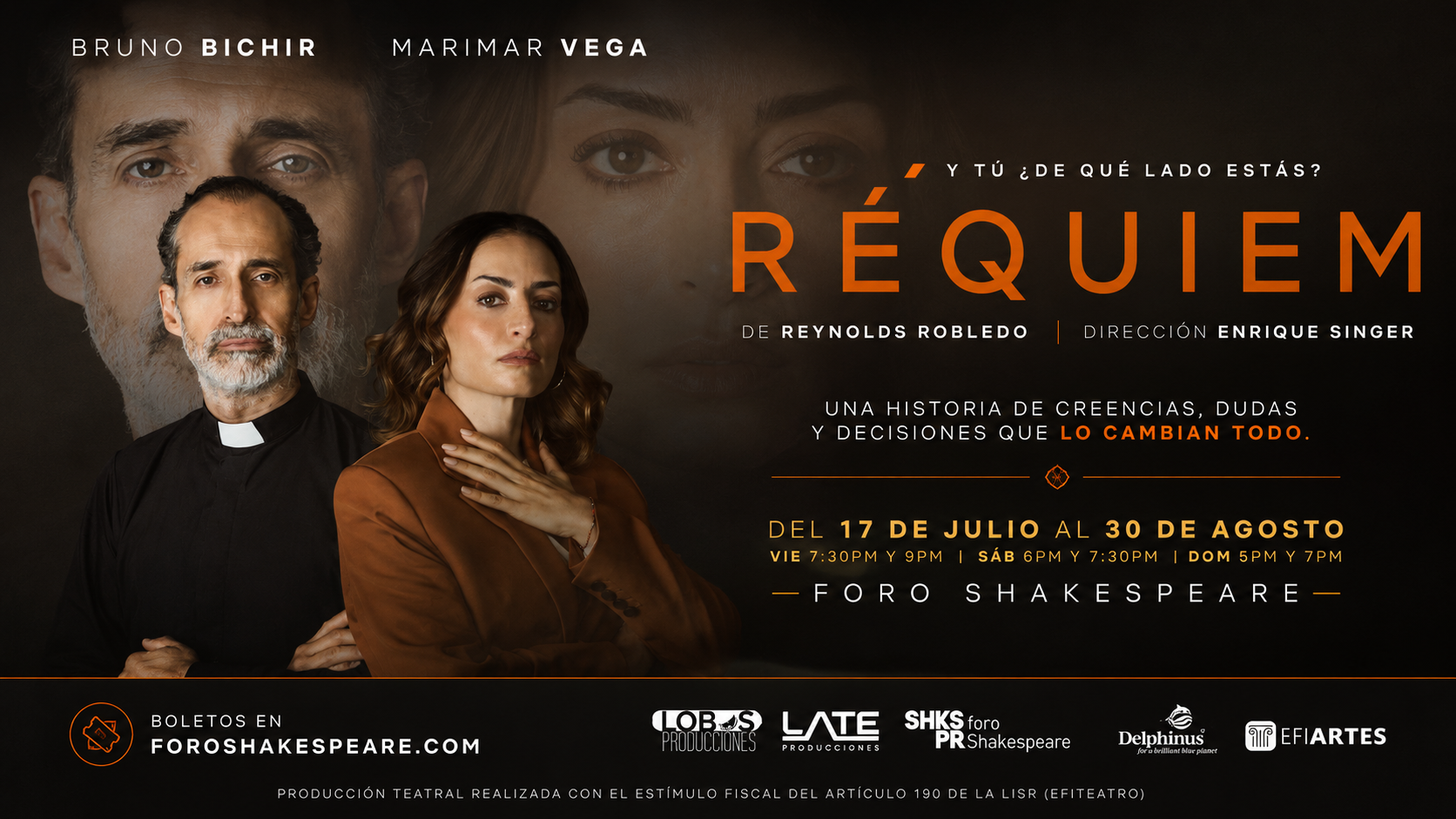 Bruno Bichir y Marimar Vega protagonizan Réquiem, el impactante drama de Reynolds Robledo dirigido por Enrique Singer