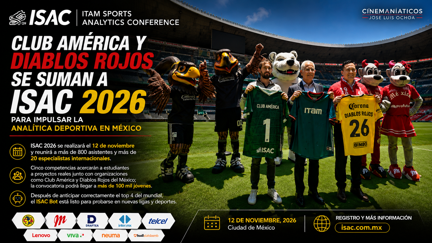 Club América y Diablos Rojos se suman a ISAC 2026 para impulsar la analítica deportiva en México