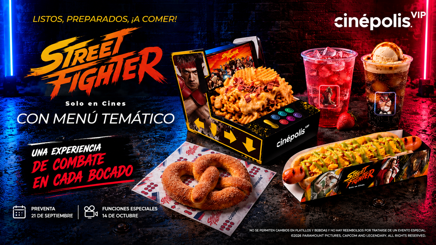 Street Fighter lleva la batalla a Cinépolis VIP con un menú temático especial