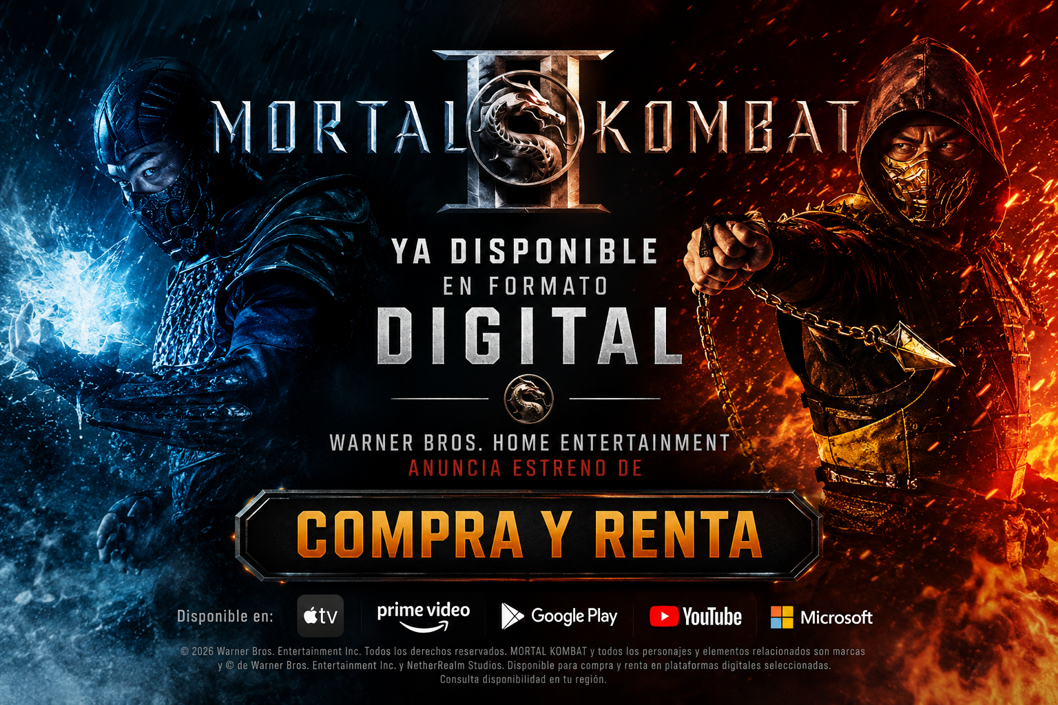 “Mortal Kombat II” ya disponible en formato digital: Warner Bros. Home Entertainment anuncia estreno de compra y renta