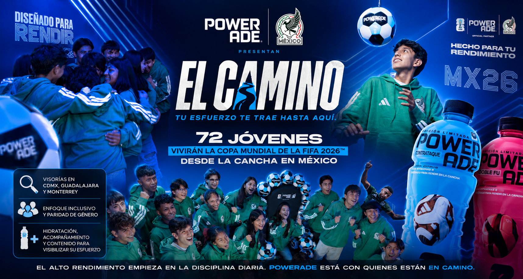 Powerade y la FMF impulsan “El Camino”: 72 jóvenes vivirán la Copa Mundial de la FIFA 2026™ desde la cancha en México ⚽🏆