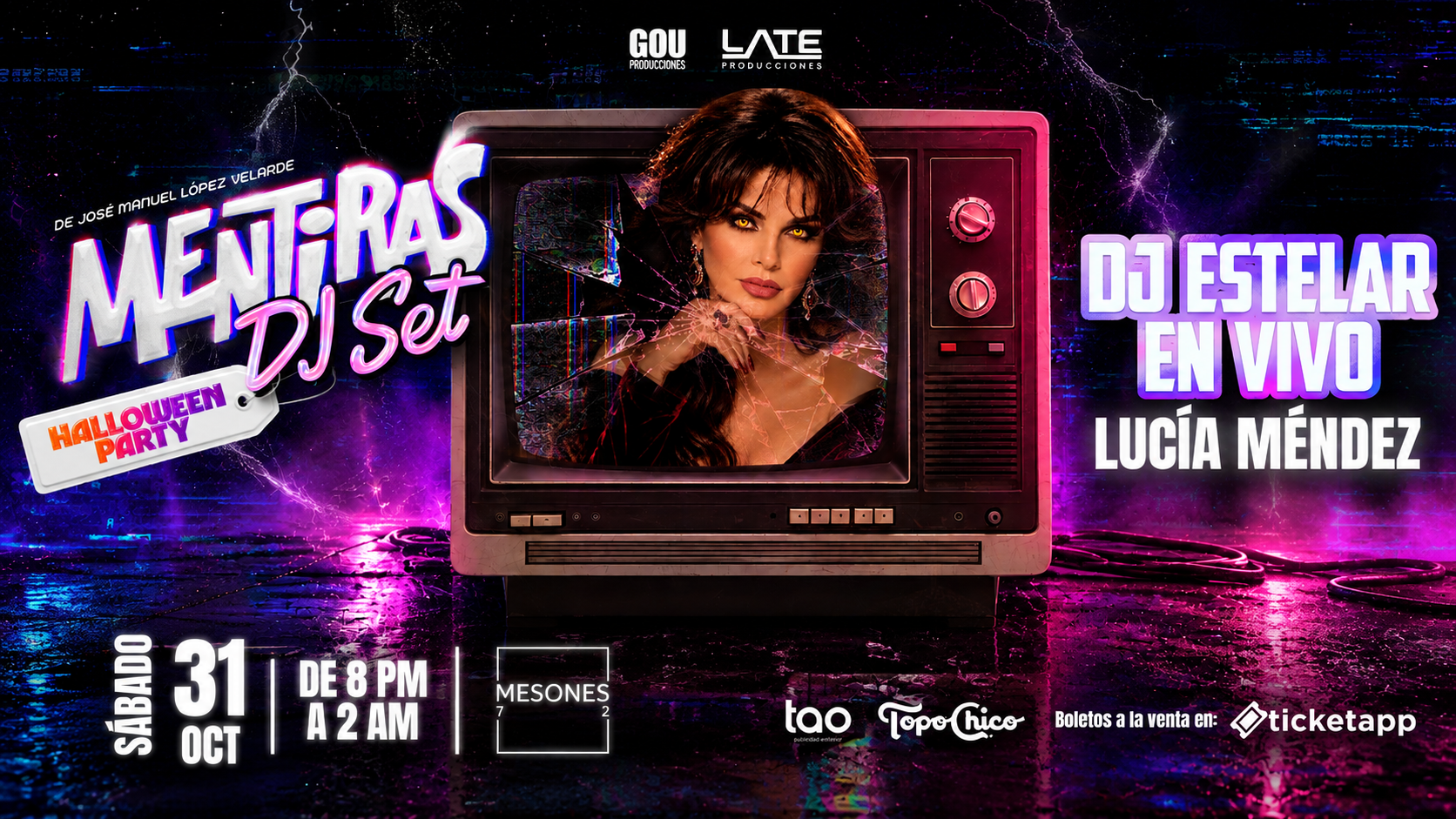 Lucia Mendez será la DJ Estelar en Mentiras DJ Set la fiesta de Halloween donde los personajes del universo de Mentiras se reunirán para disfrutar una noche de música