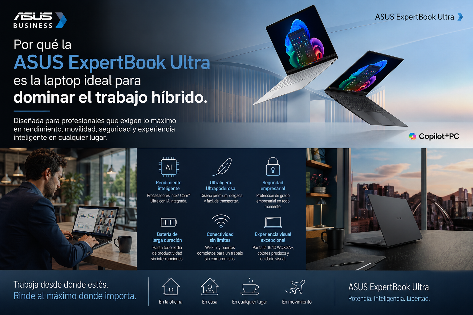 Por qué la ASUS ExpertBook Ultra es la laptop ideal para dominar el trabajo híbrido