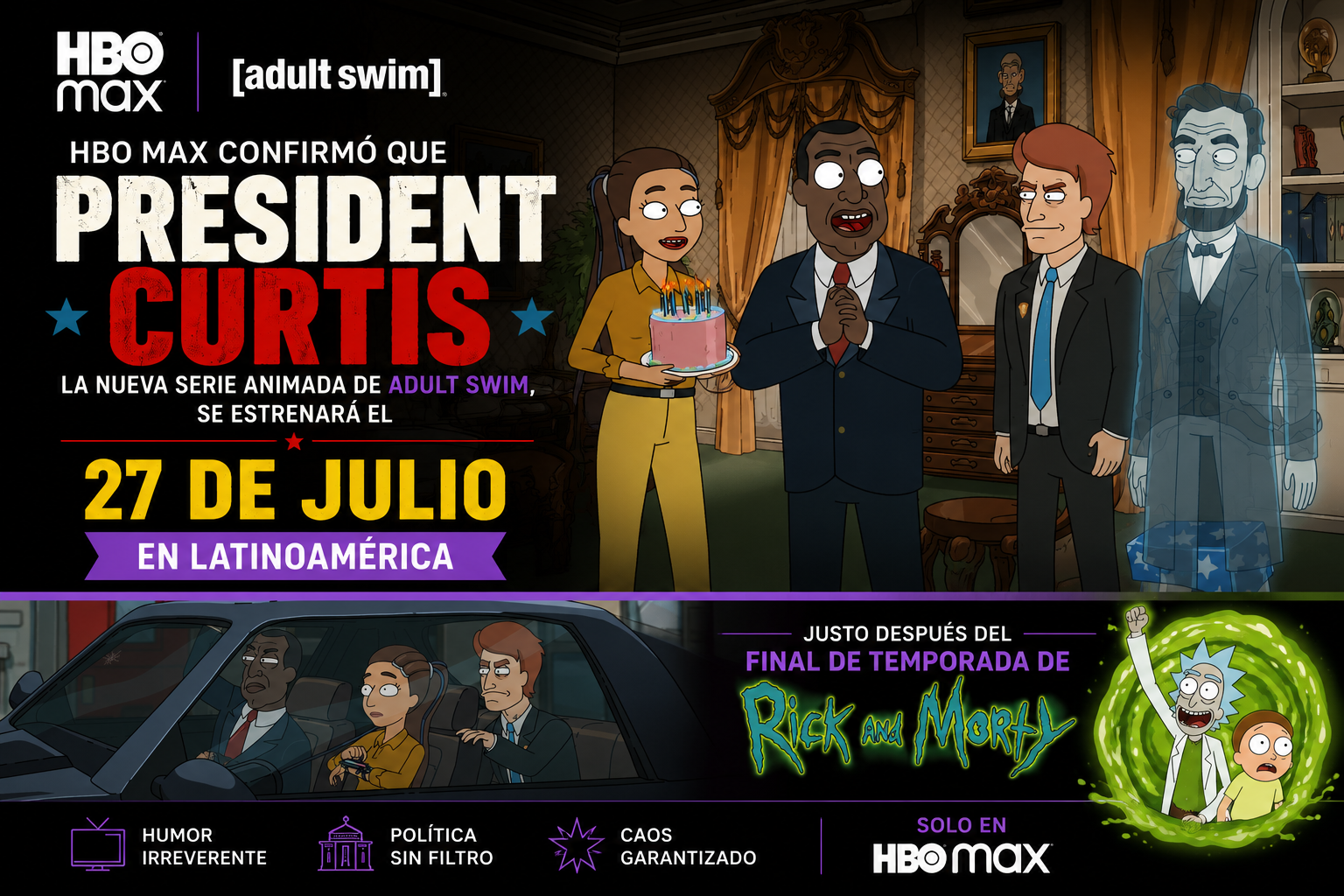 'PRESIDENT CURTIS', DEL UNIVERSO DE 'RICK AND MORTY', SE ESTRENA EL 27 DE JULIO EN HBO MAX