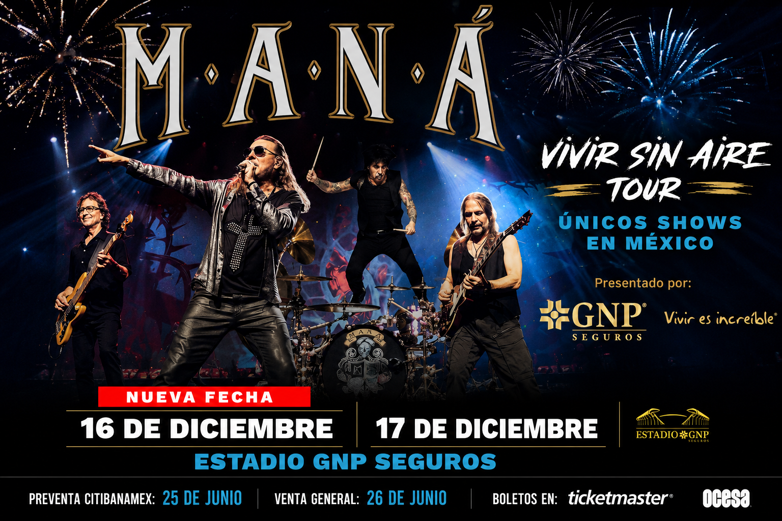Maná suma una segunda fecha en el Estadio GNP Seguros tras agotar la demanda de su regreso a México