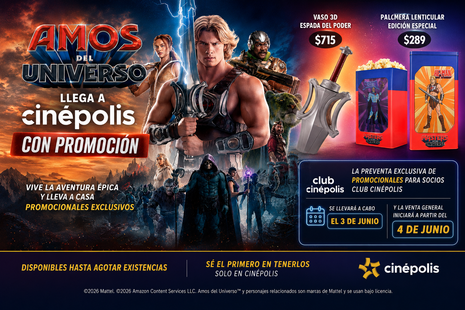 ¡Por el poder de Grayskull! Cinépolis revela los promocionales y promociones especiales de Amos del Universo
