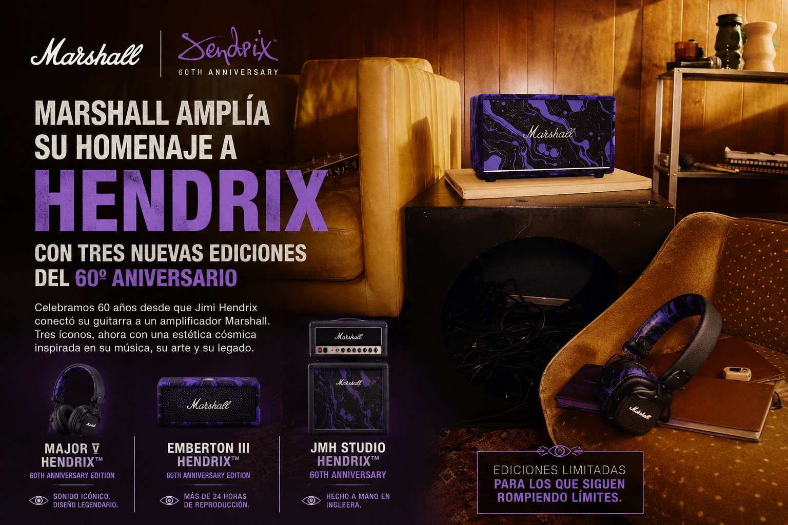 Marshall x Hendrix: nueva colección conmemora 60 años de una leyenda