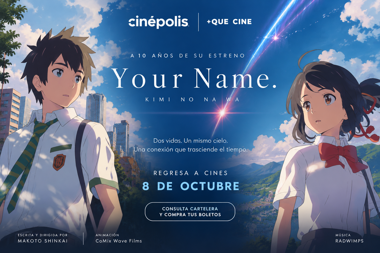 El reestreno de Your Name. llega para su 10 aniversario con Cinépolis +QUE CINE