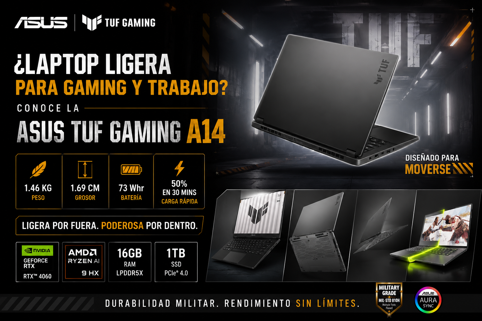 ¿Laptop ligera para gaming y trabajo? Conoce la ASUS TUF Gaming A14