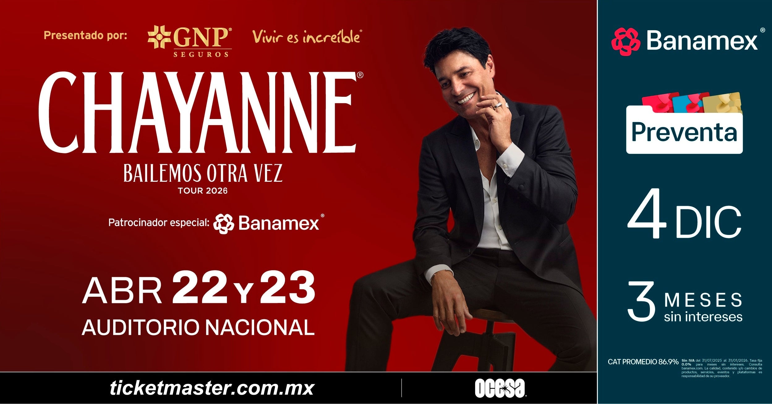 Tras el arrasador éxito en el Palacio de los Deportes, el icono puertorriqueño y papá de todo México, Chayanne, regresa para deleitar a sus fans