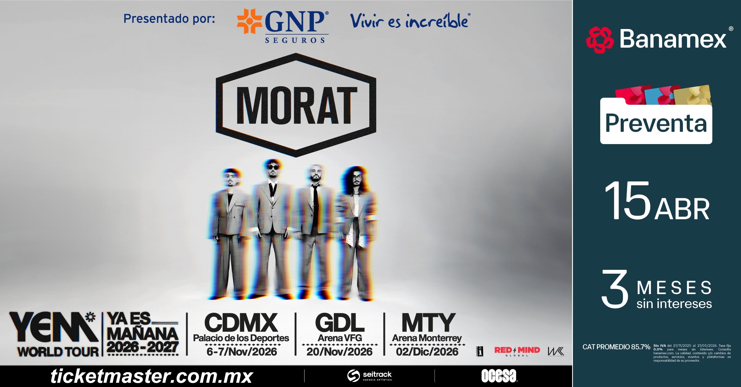 EL ACLAMADO E HISTÓRICO YEM WORLD TOUR DE MORAT TENDRÁ LUGAR EN MÉXICO