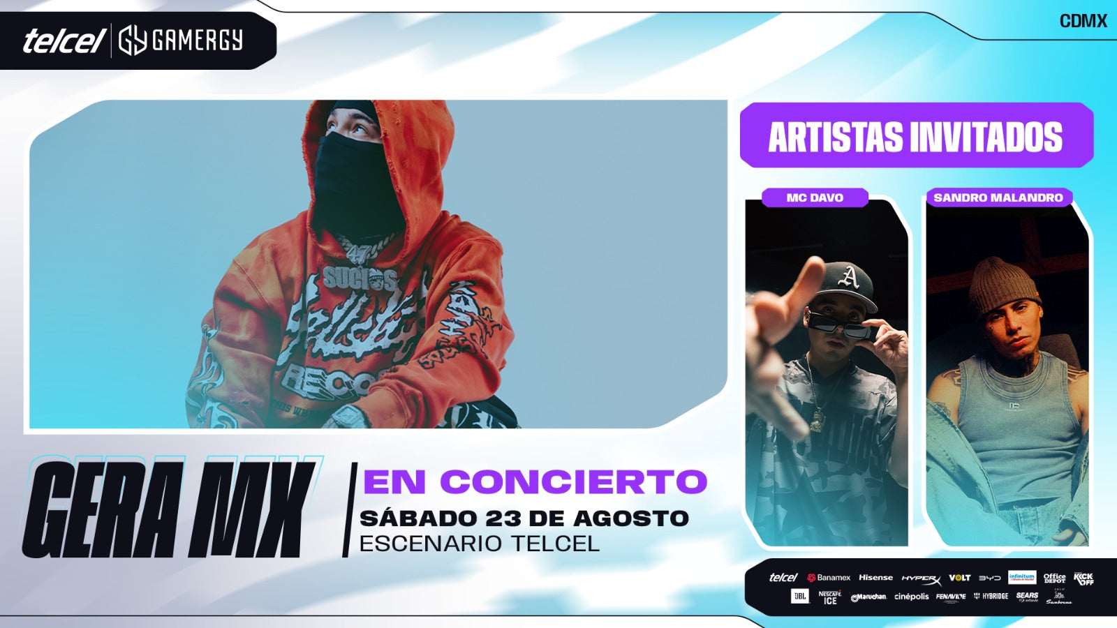 El flow llega a Telcel GAMERGY: Gera MX, MC Davo y Sandro Malandro encenderán el escenario