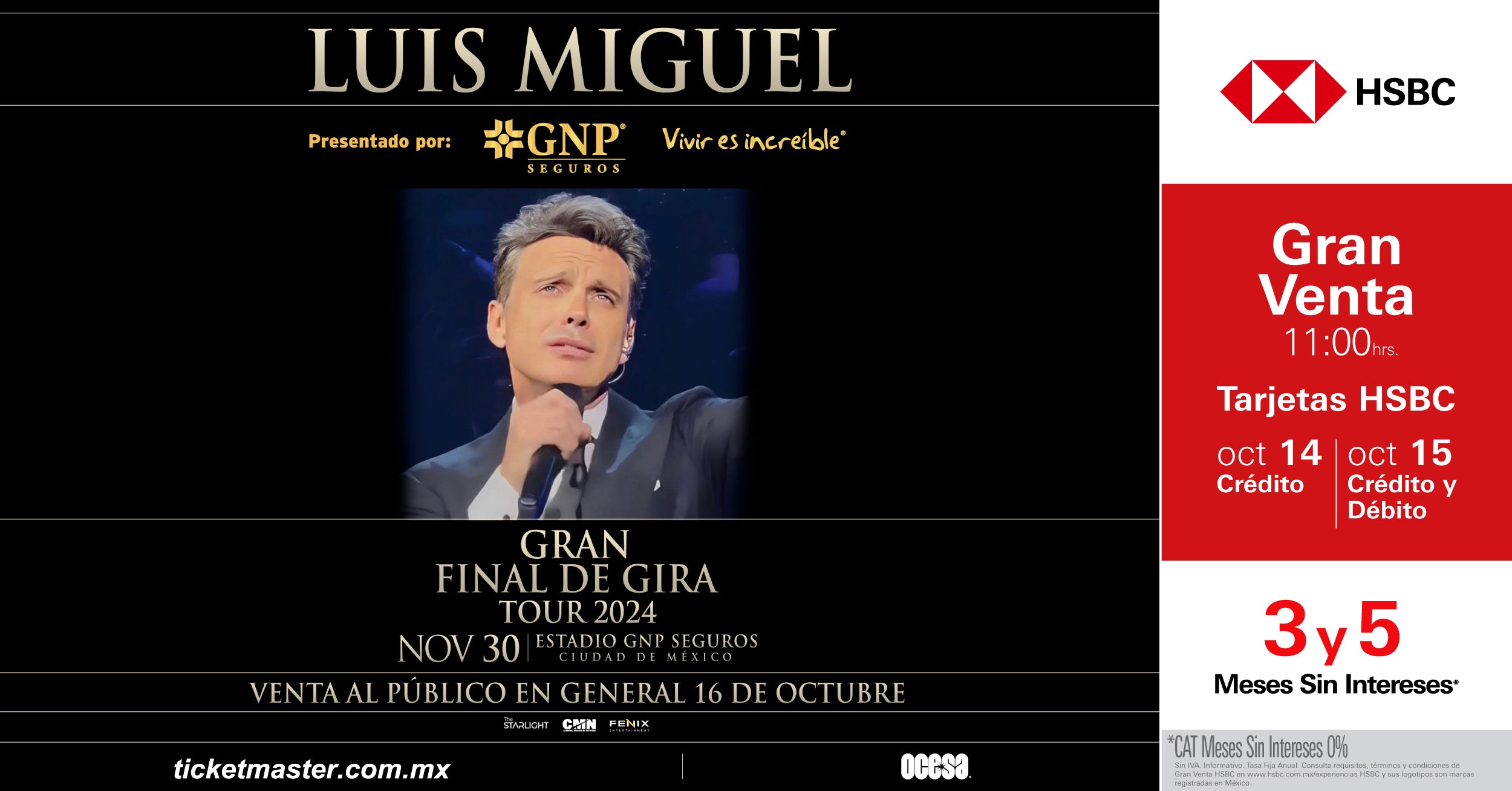 Luis Miguel cerrará su gira en el Estadio GNP Seguros