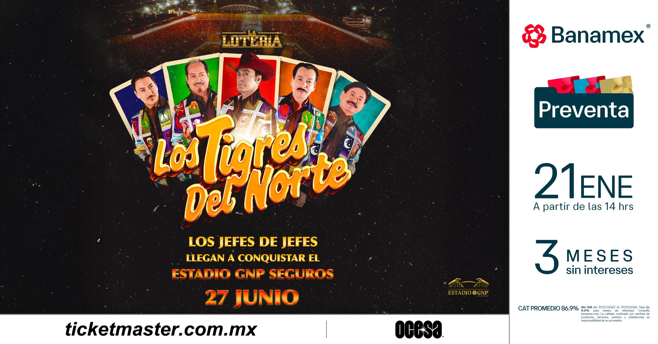Los Tigres del Norte anuncian concierto en Estadio GNP Seguros
