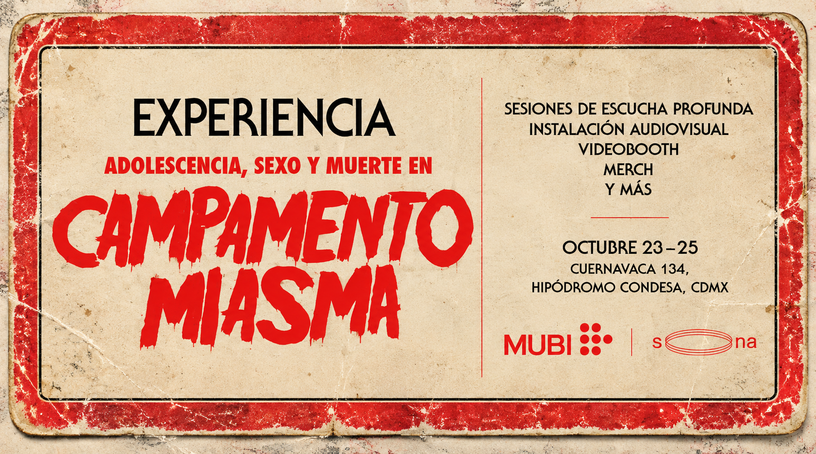 MUBI & sona CELEBRAN MES DEL TERROR CON SOUNDTRACK DE 'ADOLESCENCIA, SEXO Y MUERTE EN CAMPAMENTO MIASMA'