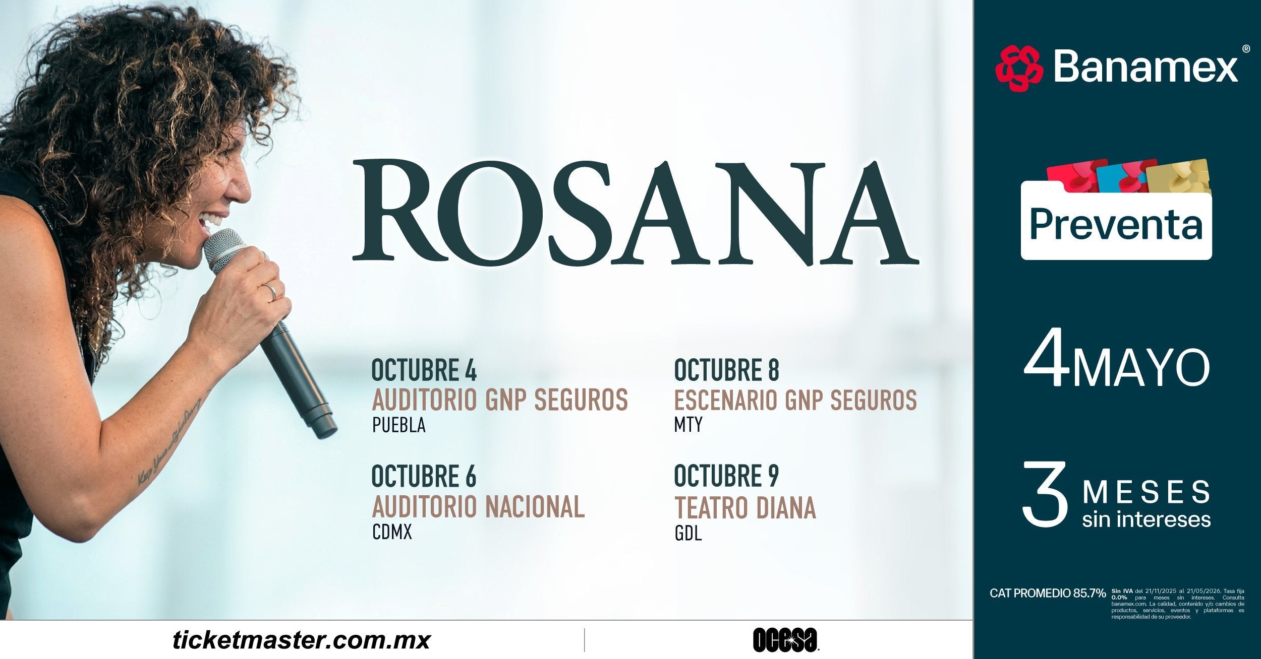 Una de las voces más emblemáticas de la canción autor en español, Rosana, confirma su visita a cuatro ciudades de México