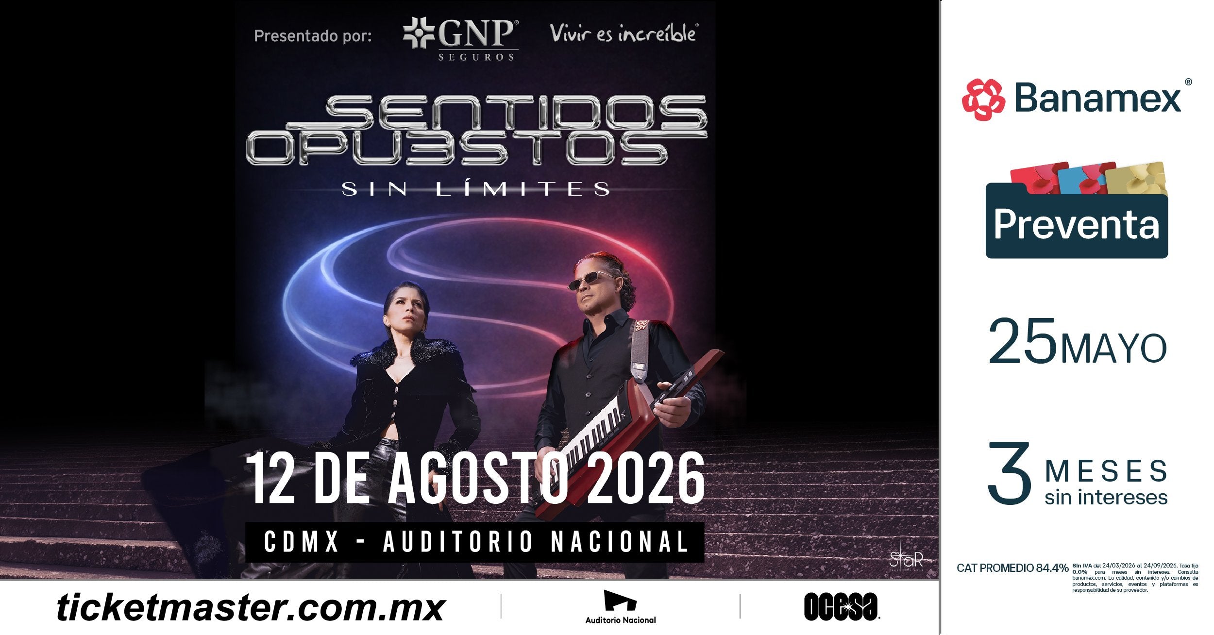 Sentidos Opuestos regresará al Auditorio Nacional con un concierto que celebrará más de tres décadas de historia en el pop mexicano