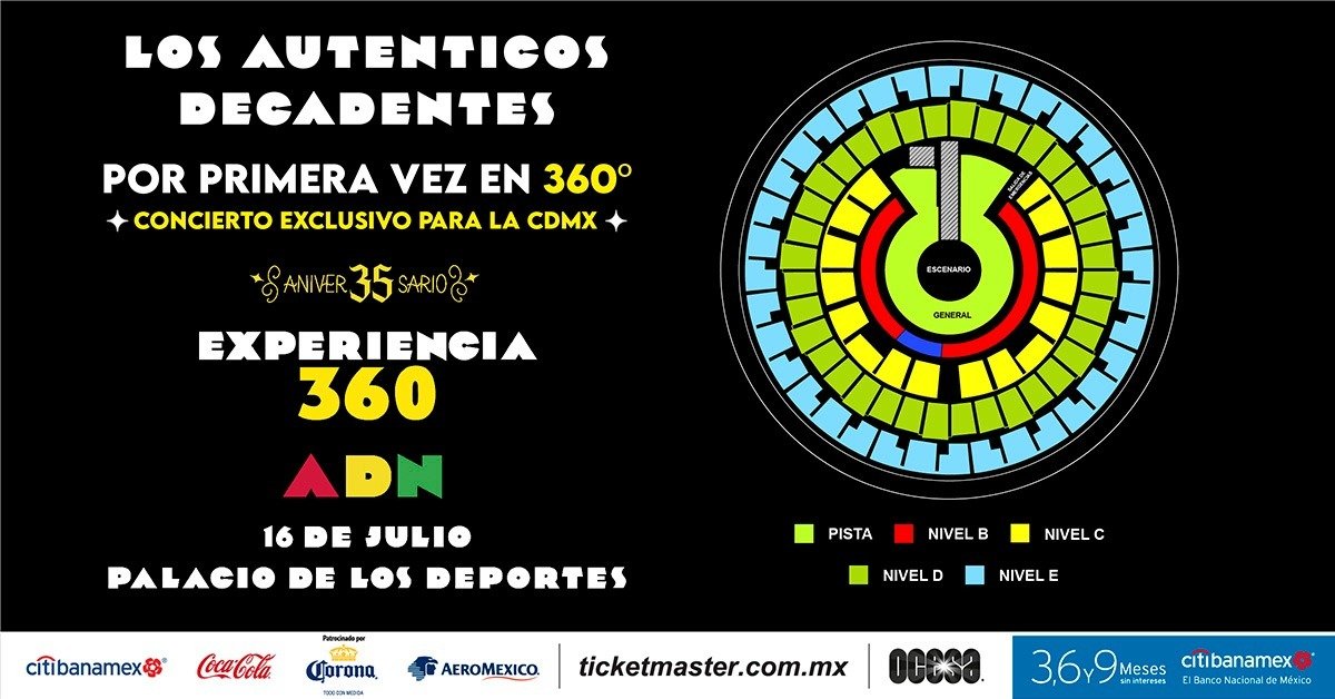 LOS AUTÉNTICOS DECADENTES ¡POR PRIMERA VEZ OFRECERÁN UN CONCIERTO 360° EN EL PALACIO DE LOS DEPORTES EL 16 DE JULIO!