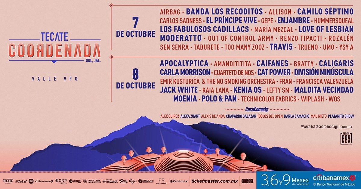 TECATE COORDENADA ¡Ya tenemos line up por día!