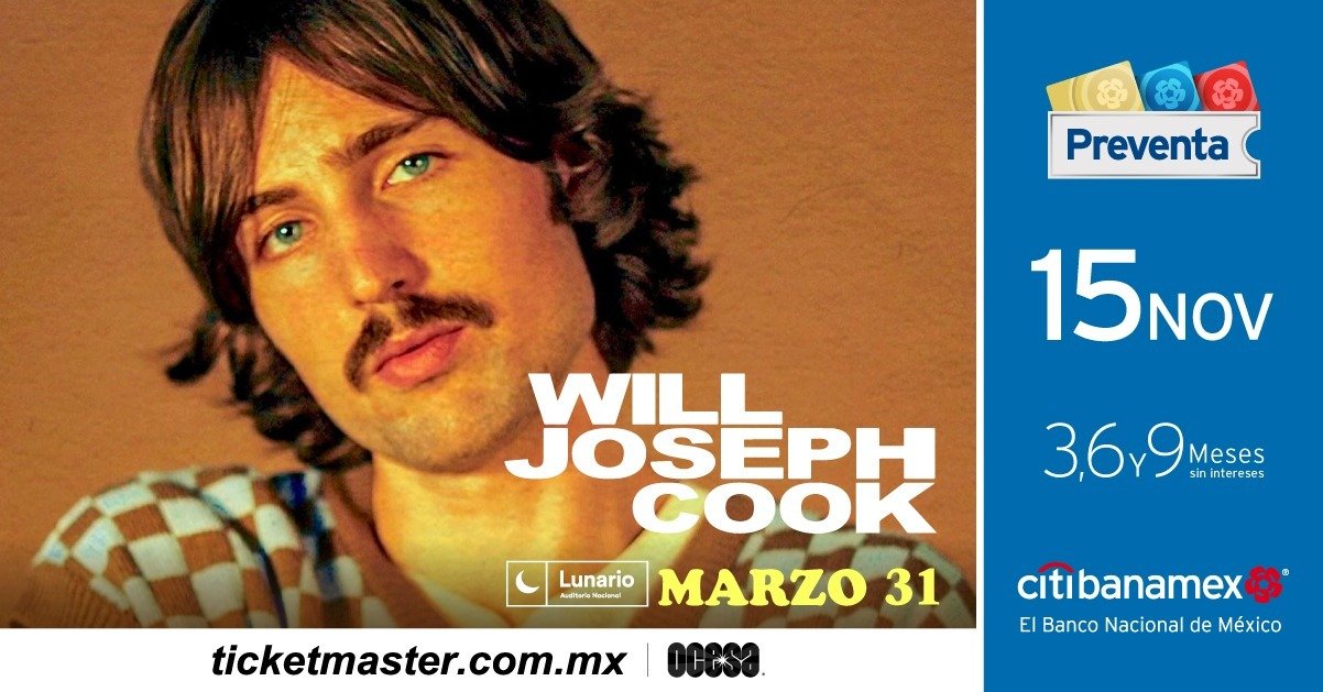 ¡Will Joseph Cook regresa a México para brillar en el Auditorio BB!
