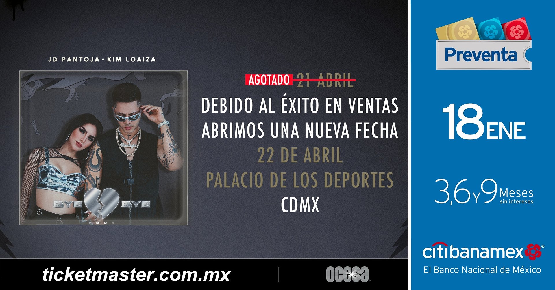 Kim Loaiza y JD Pantoja abren nuevas fechas en CDMX y Monterrey