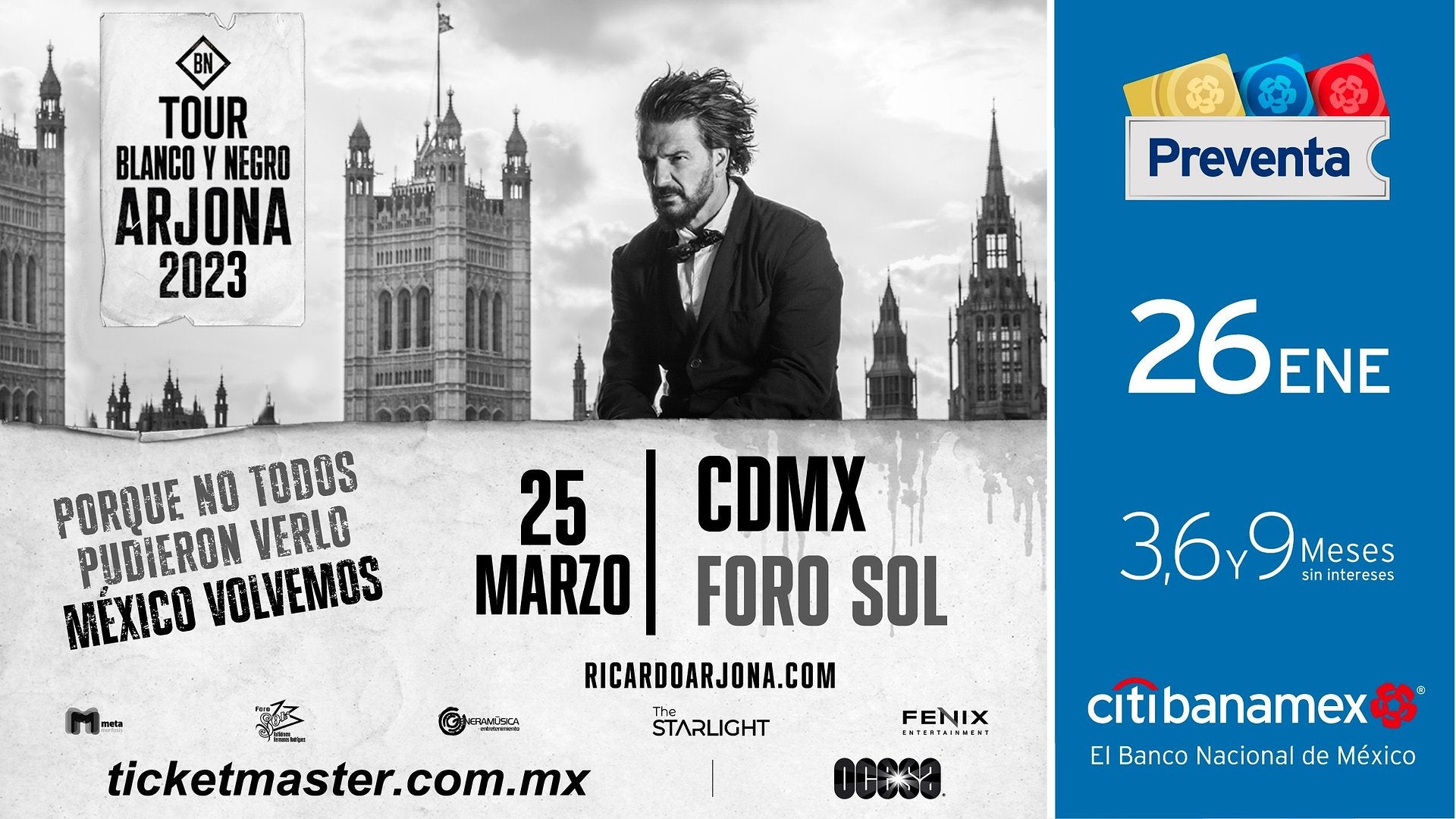 Ricardo Arjona anuncia concierto en México
