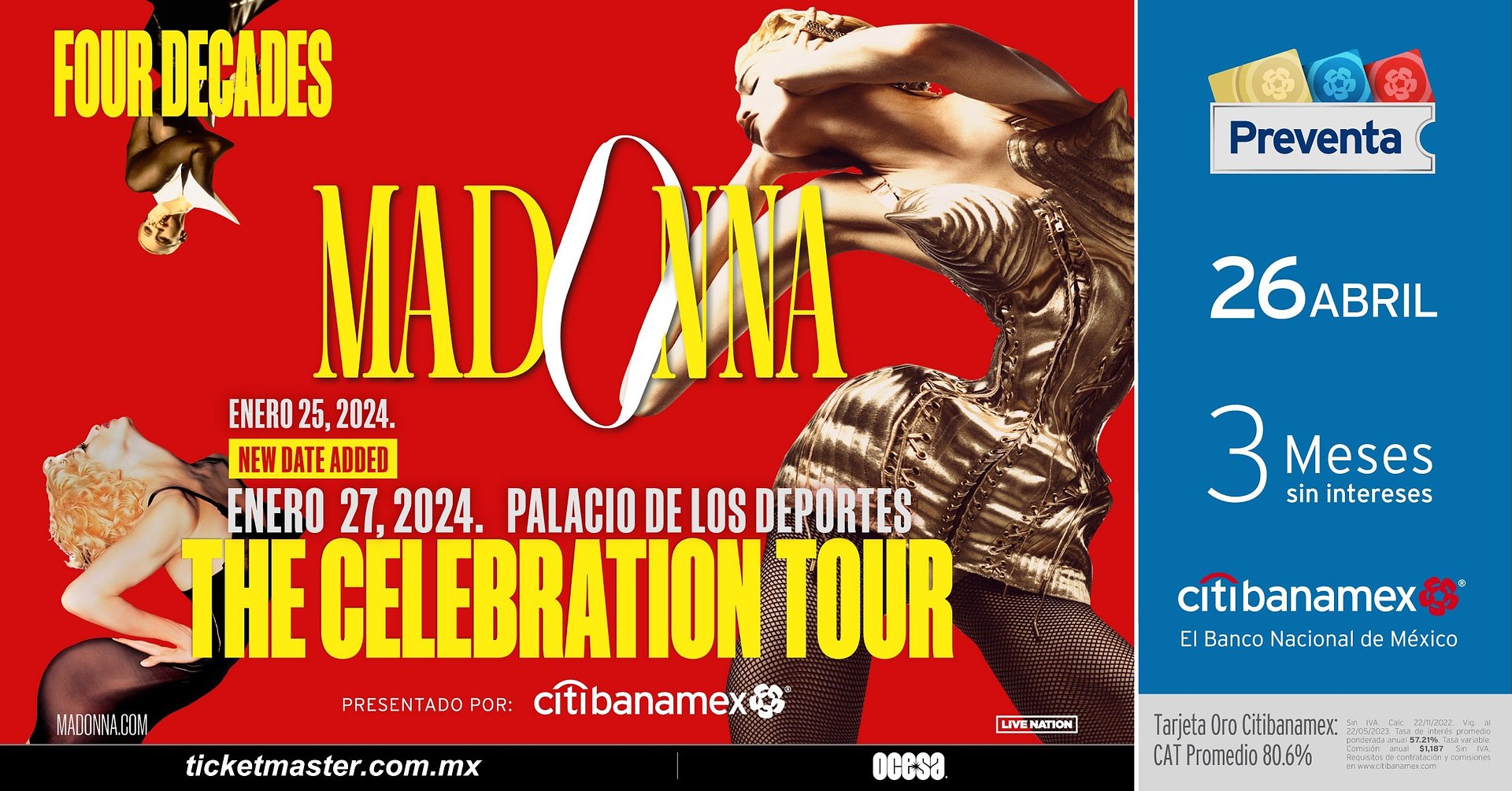 Madonna anuncia segundo concierto de su nueva gira por México
