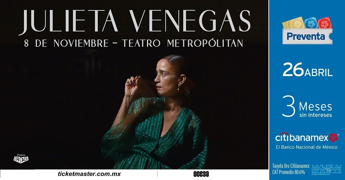 Julieta Venegas anuncia concierto en emblemático recinto