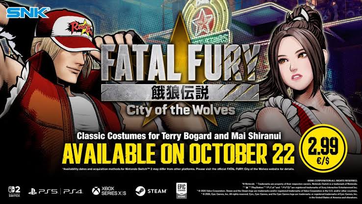 ¡Los trajes clásicos de Mai y Terry llegarán pronto a FATAL FURY: City of the Wolves!