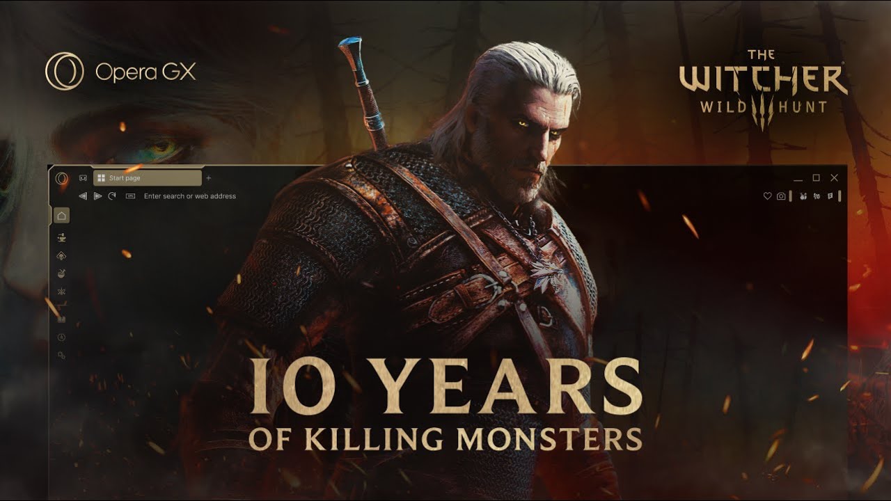 Opera GX transforma tu navegador en el mundo de The Witcher, con la edición de décimo aniversario de The Witcher 3: Wild Hunt
